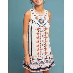 Akemi + Kin x Anthropologie Reagan Embroidered Shift Dress Size 6